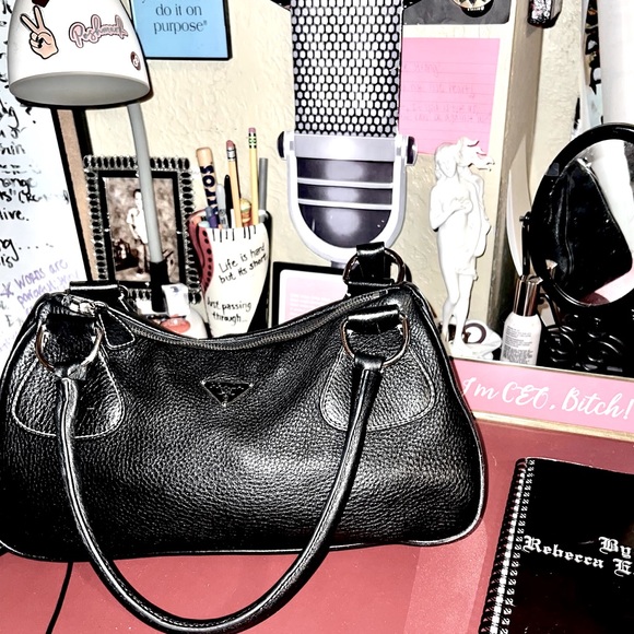 Vintage Prada Milano Leather Black Satchel
